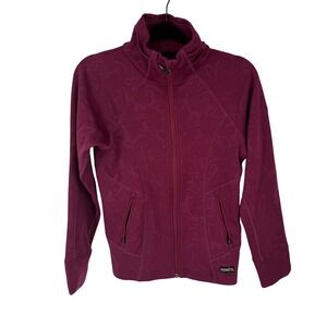 Kerrits Full Zip Jacket Womens XS Magenta Printed Fleece Lined Mock Neck